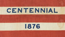 RARE 38 STAR FLAG WITH "1876 CENTENNIAL" ADVERTISING & GOLD STARS, MADE FOR THE PHILADELPHIA CENTENNIAL INTERNATIONAL EXPOSITION