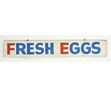 TWO-SIDED TRADE SIGN:  FRESH EGGS & BUTTERMILK, CA 1920-40