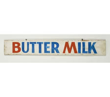 TWO-SIDED TRADE SIGN:  FRESH EGGS & BUTTERMILK, CA 1920-40