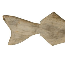 HOMEMADE WOODEN FISH WEATHERVANE WITH GREAT SILVERED PATINATION, CA 1920-40