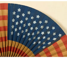 DRAMATIC, CIRCULAR FLAG FAN OF UNCOMMONLY HUGE SIZE, WITH UNUSUAL CONSTRUCTION, MADE IN THE WWI ERA (1917-18)