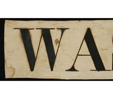 "WASHINGTON'S BIRTHDAY" BANNER, THE ONLY 19TH CENTURY TEXTILE I HAVE EVER SEEN MADE TO CELEBRATE THE BIRTHDAY OF THE FATHER OF OUR COUNTRY, 1860-1880