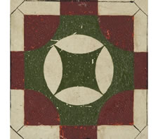 GREEN & RED PARCHEESI GAME BOARD, CA 1870-1890