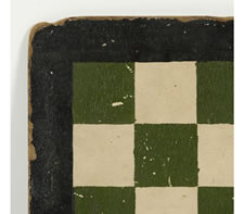 GREEN & RED PARCHEESI GAME BOARD, CA 1870-1890