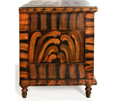 WESTERN PENNSYLVANIA OR OHIO BLANKET CHEST WITH EXHUBERANT PAINT-DECORATION, ca 1830-40