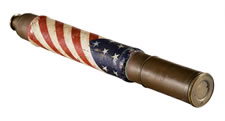 MID-19TH CENTURY SHIP CAPTAIN'S TELESCOPE WITH PATRIOTIC-PAINTED, LEATHER HANDLE GRIP