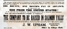 1862 CIVIL WAR RECRUITMENT BROADSIDE FOR THE NINTH NEW HAMP-SHIRE VOLUNTEERS, RAISED AT SALMON FALLS, WITH UNUSUALLY BOLD TEXT AND A LARGE SPREAD-WINGED EAGLE