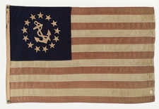 13 STAR PRIVATE YACHT ENSIGN WITH AN ANCHOR IN A WREATH OF STARS, WWI - WWII ERA