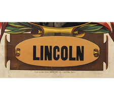 ABRAHAM LINCOLN MEMORIAL BANNER WITH A DRAMATIC PORTRAIT IMAGE, LAST QUARTER 19TH CENTURY - 1909