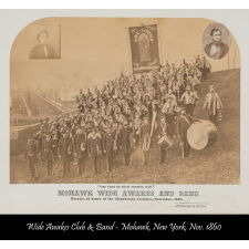 EXTRAORDINARY SILK FLAG, COMMISSIONED BY OR PRESENTED TO THE ROCKFORD, ILLINOIS “WIDE AWAKES,” IN SUPPORT OF THE 1860 PRESIDENTIAL CAMPAIGN OF ABRAHAM LINCOLN & HANNIBAL HAMLIN, POSSIBLY CARRIED AT THE OPENING OF THE CIVIL WAR BY COMPANY D OF THE 11TH ILLINOIS INFANTRY