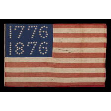 ANTIQUE AMERICAN FLAG WITH 10-POINTED STARS THAT SPELL “1776 – 1876”, MADE FOR THE 100-YEAR ANNIVERSARY OF AMERICAN INDEPENDENCE, ONE OF THE MOST GRAPHIC OF ALL EARLY EXAMPLES