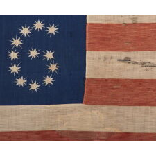 ANTIQUE AMERICAN FLAG WITH 10-POINTED STARS THAT SPELL “1776 – 1876”, MADE FOR THE 100-YEAR ANNIVERSARY OF AMERICAN INDEPENDENCE, ONE OF THE MOST GRAPHIC OF ALL EARLY EXAMPLES