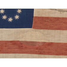 ANTIQUE AMERICAN FLAG WITH 10-POINTED STARS THAT SPELL “1776 – 1876”, MADE FOR THE 100-YEAR ANNIVERSARY OF AMERICAN INDEPENDENCE, ONE OF THE MOST GRAPHIC OF ALL EARLY EXAMPLES