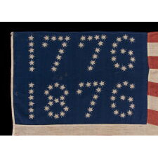 ANTIQUE AMERICAN FLAG WITH 10-POINTED STARS THAT SPELL “1776 – 1876”, MADE FOR THE 100-YEAR ANNIVERSARY OF AMERICAN INDEPENDENCE, ONE OF THE MOST GRAPHIC OF ALL EARLY EXAMPLES