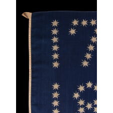 ANTIQUE AMERICAN FLAG WITH 10-POINTED STARS THAT SPELL “1776 – 1876”, MADE FOR THE 100-YEAR ANNIVERSARY OF AMERICAN INDEPENDENCE, ONE OF THE MOST GRAPHIC OF ALL EARLY EXAMPLES