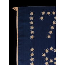 ANTIQUE AMERICAN FLAG WITH 10-POINTED STARS THAT SPELL “1776 – 1876”, MADE FOR THE 100-YEAR ANNIVERSARY OF AMERICAN INDEPENDENCE, ONE OF THE MOST GRAPHIC OF ALL EARLY EXAMPLES