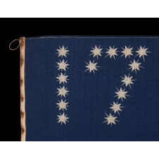 ANTIQUE AMERICAN FLAG WITH 10-POINTED STARS THAT SPELL “1776 – 1876”, MADE FOR THE 100-YEAR ANNIVERSARY OF AMERICAN INDEPENDENCE, ONE OF THE MOST GRAPHIC OF ALL EARLY EXAMPLES