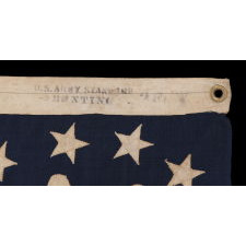 ANTIQUE AMERICAN PRIVATE YACHT FLAG (ENSIGN) WITH 13 STARS, MARKED "U.S. ARMY STANDARD BUNTING", 1895-1910 ERA