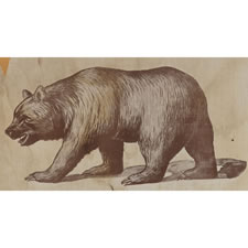 ANTIQUE CALIFORNIA STATE FLAG, AN ESPECIALLY EARLY EXAMPLE WITH AN ATTRACTIVE BEAR AND AN UPSIDE-DOWN STAR, CA 1911-1920