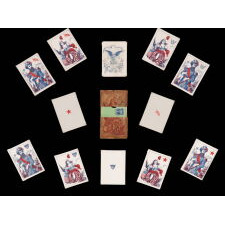 ANTIQUE, CIVIL WAR PLAYING CARDS w/ STARS, FLAGS, SHIELDS, & EAGLES, & FACE CARDS THAT FEATURE LADY COLUMBIA & UNION ARMY OFFICERS; MADE BY BENJAMIN HITCHCOCK, NEW YORK, 1862