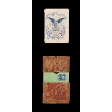 ANTIQUE, CIVIL WAR PLAYING CARDS w/ STARS, FLAGS, SHIELDS, & EAGLES, & FACE CARDS THAT FEATURE LADY COLUMBIA & UNION ARMY OFFICERS; MADE BY BENJAMIN HITCHCOCK, NEW YORK, 1862