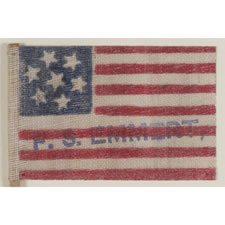 ANTIQUE CONFEDERATE SYMATHIZER FLAG WITH 7 STARS AND OVERPRINTED MERCHANT ADVERTISING, 1876-1900