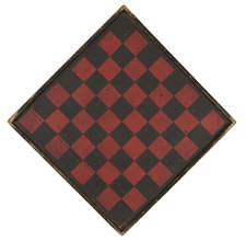 BACKGAMMON AND CHECKER BOARD WITH GREAT COLORS AND SURFACE, 1870
