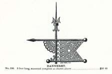 BANNERETTE WEATHERVANE, MADE BY J.W. FISKE (NEW YORK), IN AN ELEGANT STYLE WITH A BEAUTIFUL, PIERCED, FLAG AND FAN DESIGN, 1880-1890's