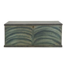 BLUE, PAINT-DECORATED BLANKET CHEST WITH BEAUTIFULLY STYLIZED DECORATION, circa 1820-1840