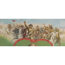 BOLDLY GRAPHIC AND COLORFUL TEDDY ROOSEVELT TEXTILE, MADE TO CELEBRATE HIS RECEIPT OF THE NOBEL PRIZE FOR PEACE IN 1906