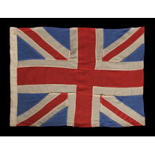 BRITISH UNION FLAG OF THE EARLY 20TH CENTURY, WITH BRILIANT AND UNUSUAL, COBALT BLUE COLORATION, AND A SIMPLIFIED, FOLK STYLE, WITH INCORRECT PROPORTIONS IN THE CROSSES OF ST. ANDREW & SAINT PATRICK, circa 1918-1952