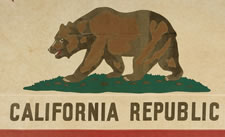 CALIFORNIA STATE FLAG, 1940-1950, A LARGE EXAMPLE WITH ATTRACTIVE WEAR FROM EXTENDED USE