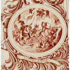 1840 CAMPAIGN KERCHIEF FEATURING AN IMAGE OF WILLIAM HENRY HARRISON ON HORSEBACK IN MILITARY GARB, ONE OF THE FIRST KNOWN CAMPAIGN TEXTILES IN EARLY AMERICA