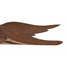 CARVED EAGLE FROM THE SHOP OF JOHN HALEY BELLAMY, THE MOST RENOWNED CARVER OF THE FORM, w/ WONDERFUL, PUMPKIN BROWN / MUSTARD PAINT & EXCELLENT SURFACE, circa 1875-1890’s