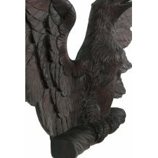 CARVED, SPREAD-WINGED EAGLE PEDIMENT WITH TERRIFIC FORM AND EXCEPTIONAL SURFACE, AMERICAN, circa 1850-1880