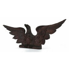 CARVED, SPREAD-WINGED EAGLE PEDIMENT WITH TERRIFIC FORM AND EXCEPTIONAL SURFACE, AMERICAN, circa 1850-1880