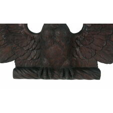 CARVED, SPREAD-WINGED EAGLE PEDIMENT WITH TERRIFIC FORM AND EXCEPTIONAL SURFACE, AMERICAN, circa 1850-1880