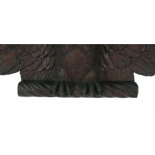 CARVED, SPREAD-WINGED EAGLE PEDIMENT WITH TERRIFIC FORM AND EXCEPTIONAL SURFACE, AMERICAN, circa 1850-1880