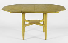 CHROME YELLOW COUNTRY TABLE WITH HIGHLY UNUSUAL FORM AND GREAT SURFACE, MAINE, CA 1890