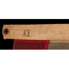 13 STAR ANTIQUE AMERICAN FLAG IN THE BETSY ROSS PATTERN, ONE OF JUST THREE EXAMPLES THAT I HAVE ENCOUNTERED THAT PRE-DATE THE 1890’s; AN EXTRAORDINARY FIND, CIVIL WAR PERIOD (1861-1865) OR JUST AFTER, EXTREMELY LARGE AMONG ITS COUNTERPARTS OF ALL PERIODS IN THIS DESIGN