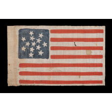 13 STAR ANTIQUE AMERICAN PARADE FLAG, DATING TO THE CIVIL WAR PERIOD (1861-1865), OR PERHAPS PRIOR, WITH AN EXCEPTIONALLY RARE & BEAUTIFUL SNOWFLAKE MEDALLION CONFIGURATION