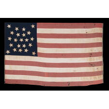22 STAR ANTIQUE AMERICAN FLAG OF THE CIVIL WAR ERA; A SOUTHERN-EXCLUSIONARY COUNT ARRANGED IN A DOUBLE-WREATH MEDALLION CONFIGURATION; HOMEMADE OF WOOL AND COTTON; A RARE STAR COUNT IN ANY PERIOD; EXHIBITED AT THE MUSEUM OF THE AMERICAN REVOLUTION FROM JUNE – SEPTEMBER, 2021