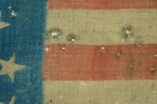 CIVIL WAR CAMP COLORS, 34 STARS, 1861-64, HOLES FROM BULLETS AND SHELL FRAGMENTS