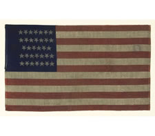 CIVIL WAR CAMP COLORS, 34 STARS, 1861-1864, PRESS-DYED ON WOOL BUNTING, EXTREMELY RARE