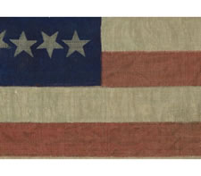 CIVIL WAR CAMP COLORS, 34 STARS, 1861-1864, PRESS-DYED ON WOOL BUNTING, EXTREMELY RARE