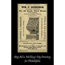 13 STARS IN A CRUDE SINGLE WREATH, REMINISCENT OF THE BETSY ROSS PATTERN, BUT RENDERED AS MORE OF AN OVAL; AN ANTIQUE AMERICAN FLAG MADE OF THE CIVIL WAR ERA, WITH AN EXTREMELY RARE & STAR CONFIGURATION FOR THE PERIOD; SIGNED BY THE SHOP OF PROMINENT FLAG-MAKER WILLIAM SCHEIBLE OF PHILADELPHIA, SITUATED JUST TWO BLOCKS FROM BOTH INDEPENDENCE HALL & THE BETSY ROSS HOUSE