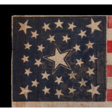 30 STARS ON AN ANTIQUE AMERICAN FLAG OF THE PRE-CIVIL WAR ERA, WITH A DOUBLE-WREATH STYLE MEDALLION CONFIGURATION THAT FEATURES A LARGE, HALOED CENTER STAR, WISCONSIN STATEHOOD, 1848-1850