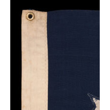 ENTIRELY HAND-SEWN ANTIQUE AMERICAN FLAG OF THE CIVIL WAR PERIOD, WITH 13 SINGLE-APPLIQUED STARS IN A BEAUTIFUL, OVAL ARRANGEMENT OF WHAT IS KNOWN AS THE 3RD MARYLAND PATTERN, MADE SOMETIME BETWEEN THE 1850’s AND THE CIVIL WAR (1861-65)