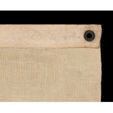 ENTIRELY HAND-SEWN FLAG WITH AN APPLIQUED FEDERAL EAGLE AND 14 STARS, MADE IN THE 1850’s BY RENOWNED FLAG MAKER SARAH McFADDEN, “THE BESTY ROSS OF NEW YORK,” FOR THE HUDSON RIVER STEAMSHIP “DELAWARE,” LAUNCHED, 1852; CONSCRIPTED INTO FEDERAL SERVICE BY THE U.S. NAVY AS A CIVIL WAR GUNBOAT IN 1860 (RENAMED U.S.S. DELAWARE, 1861-1865); SOLD TO THE U.S. REVENUE MARINE, WHERE IT SERVED FOR 38 YEARS (1865-1903), FIRST AS U.S.R.C. DELAWARE, THEN AS THE U.S.R.C. LOUIS McCLANE