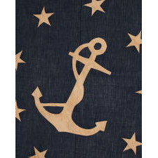 EXTRAORDINARY NAVAL JACK WITH 13 LARGE, EXTRAORDINARY STARS AND A BEAUTIFUL, FOULED ANCHOR, MADE FOR THE COMMANDER OF AN ORGANIZATION OF CIVIL WAR NAVY VETERANS IN OHIO, LIKELY FOR USE IN 1892, WHEN HE SERVED AS THE CHIEF COMMANDER OF ITS NATIONWIDE CONVENTION AT BALTIMORE